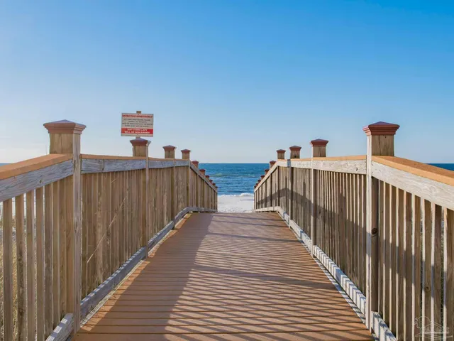 a view of a terrace with a ocean view