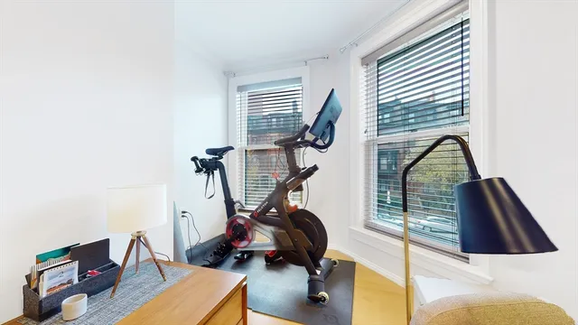 a view of a room with gym equipment