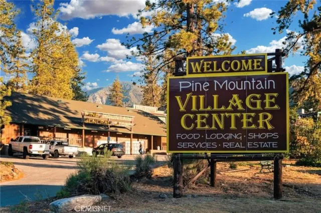 a view of a building with a tv