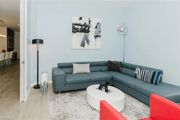 a living room with furniture