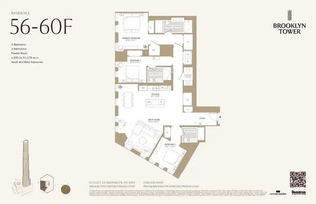 $2,950,000 | 85 Fleet Street, Unit 56F | Downtown Brooklyn