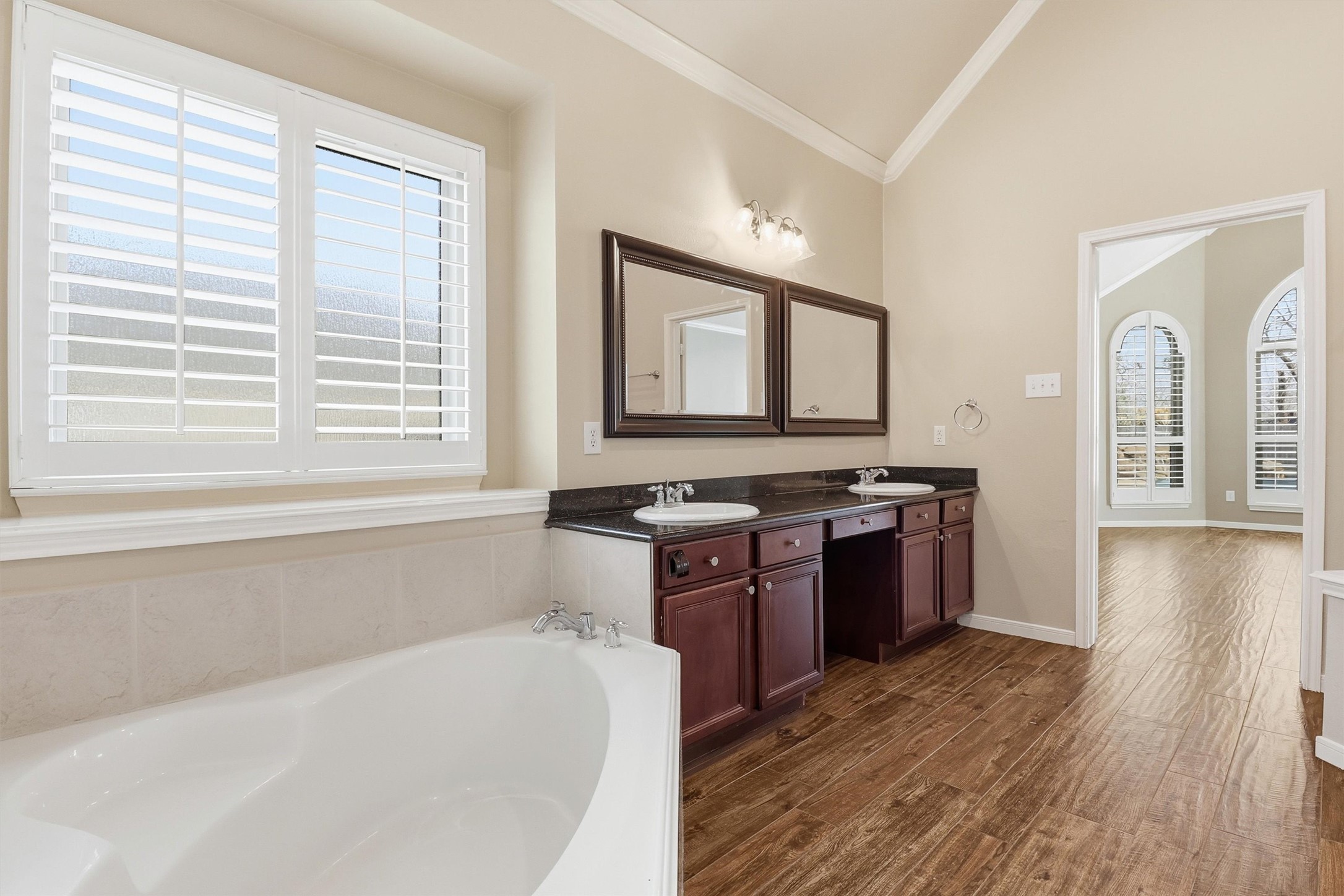 3602 River Bend Drive Rosenberg, TX 77471 - Photo 33 of 49 a spacious bathroom with a granite countertop tub sink and mirror