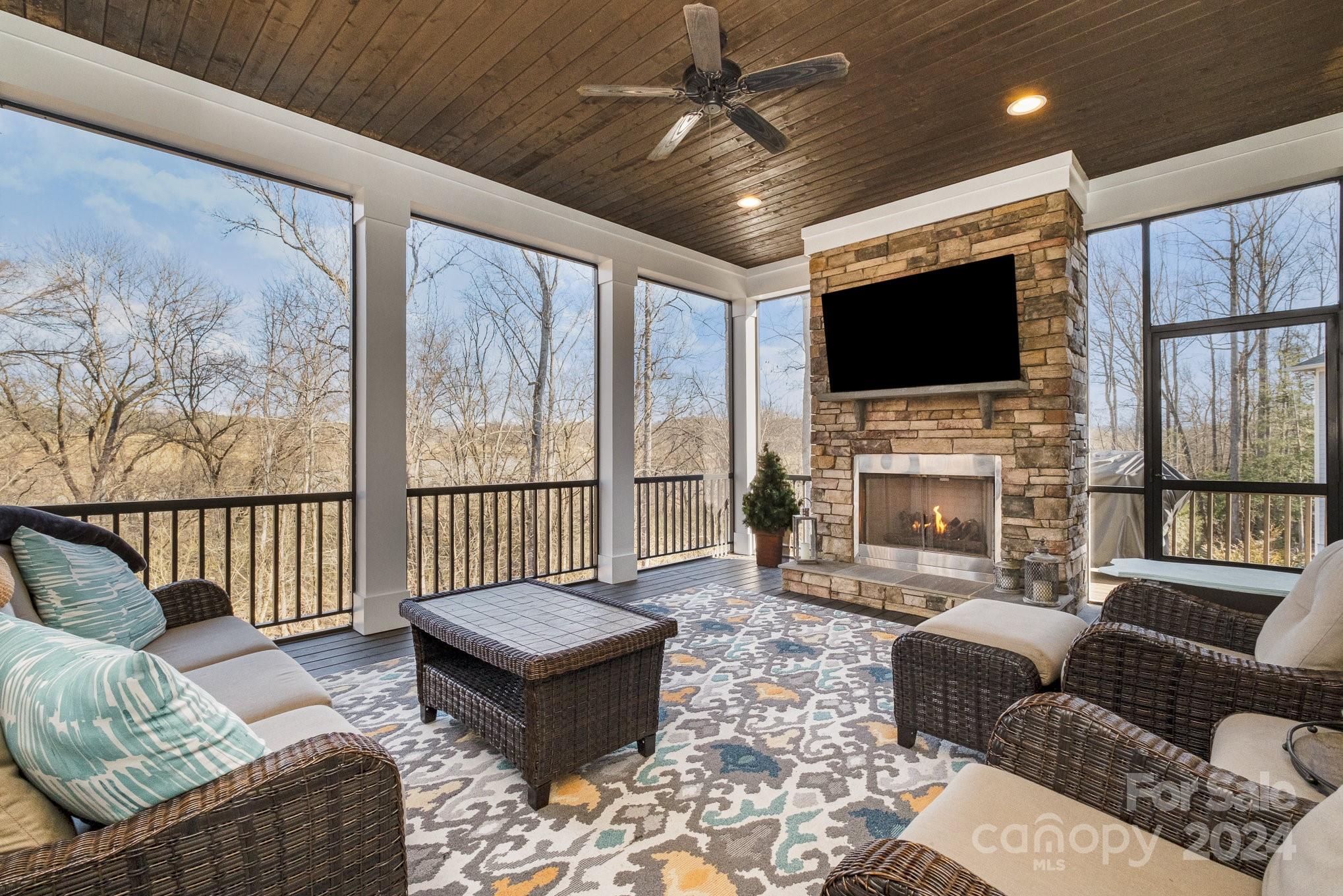 2289 Tatton Hall Road Fort Mill, SC 29715 - Photo 19 of 48 a living room with furniture a flat screen tv and a fireplace