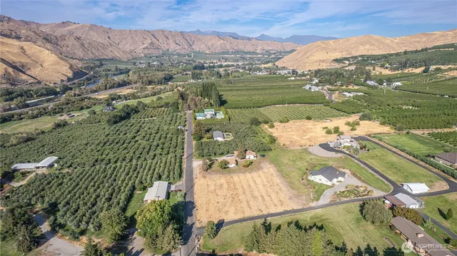 an aerial view of a house with a lake view