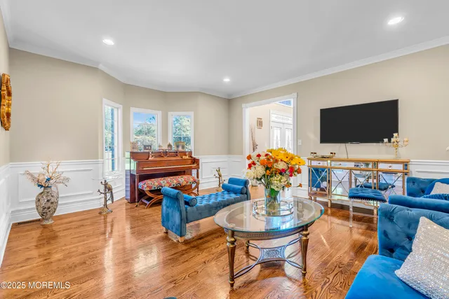 a view of workspace with wooden floor