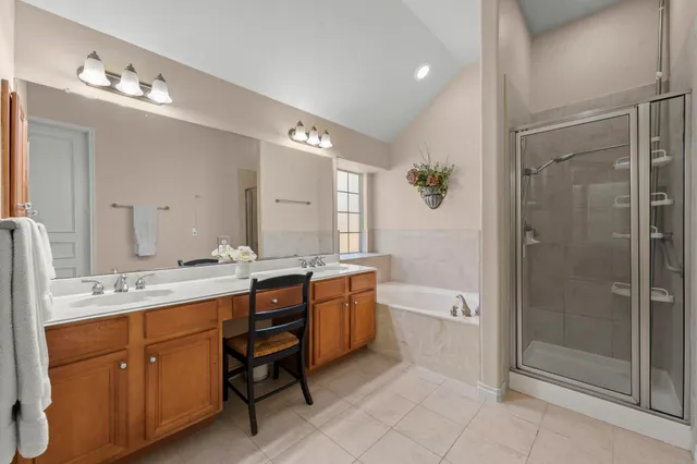 a bathroom with a bathtub