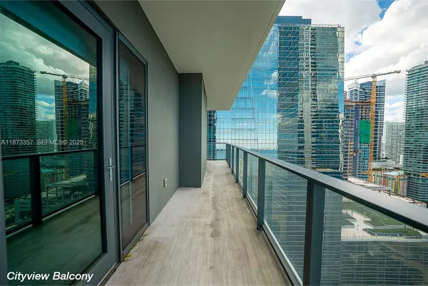 a view of a city from a balcony