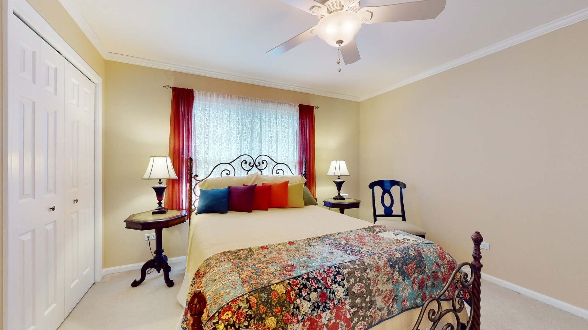 787 Laurel Lane Cary, IL 60013 - Photo 21 of 37 a bedroom with a bed and a chandelier