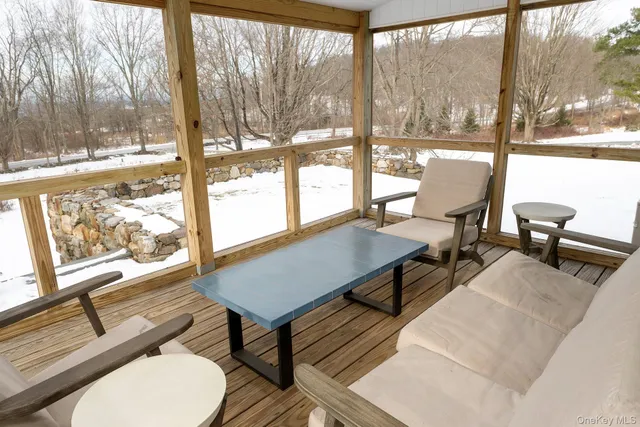 a dining room with a window
