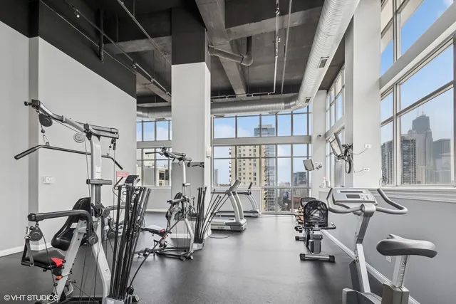 a view of a room with gym equipment