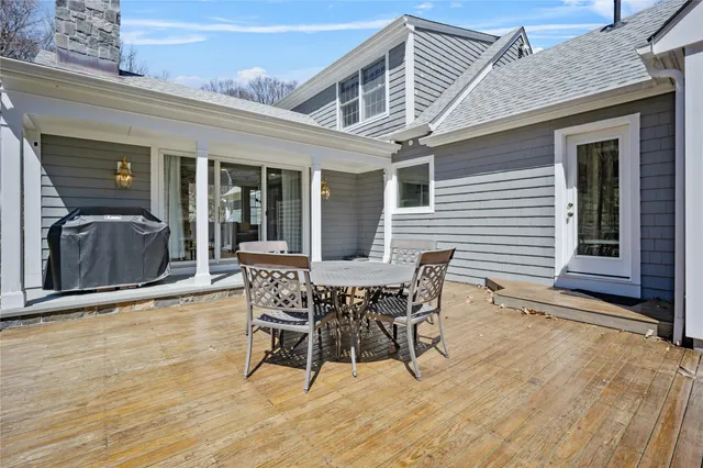 an aerial view of a house with a garden