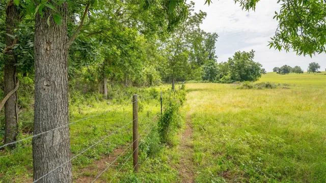 a view of a field with an outdoor space