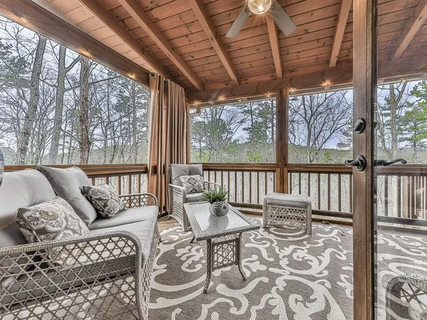 a living room with furniture