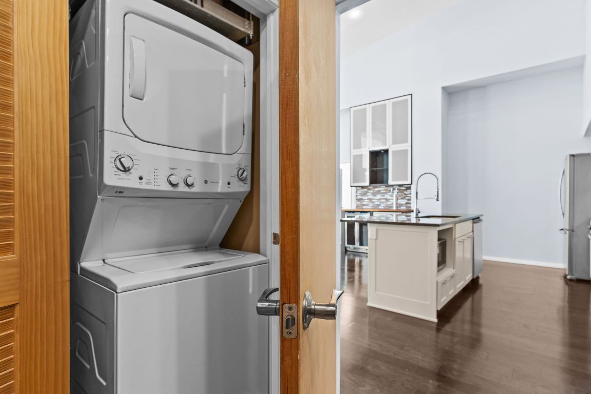 1600 Barton Springs Road, Unit 4602 Austin, TX 78704 - Photo 11 of 39 a utility room with dryer and washer