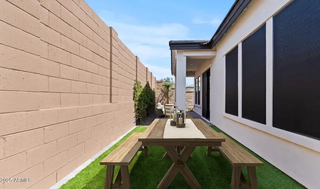 a view of a patio with couches and a table
