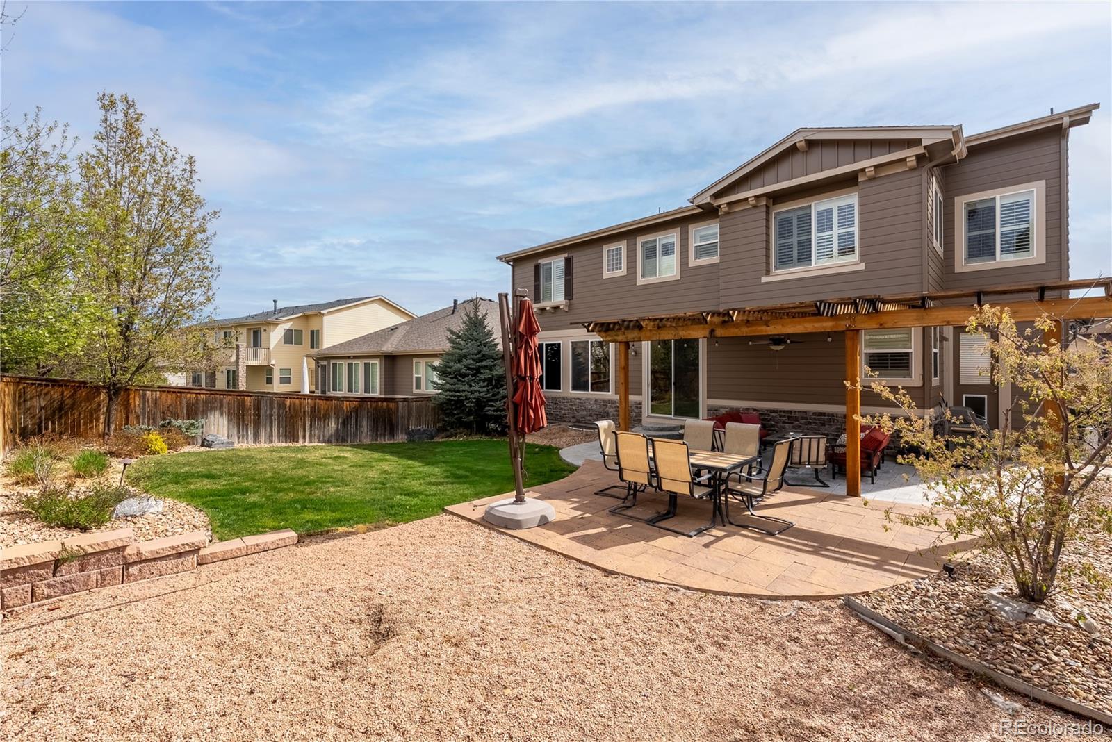 10960 Glengate Circle Highlands Ranch, CO 80130 - Photo 41 of 50 a view of a house with backyard and sitting area