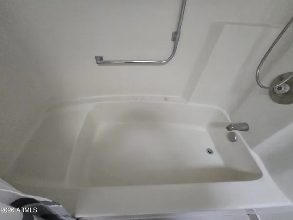a bathroom with a bathtub