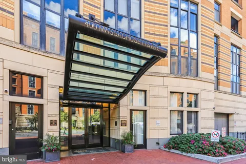 front view of a brick building