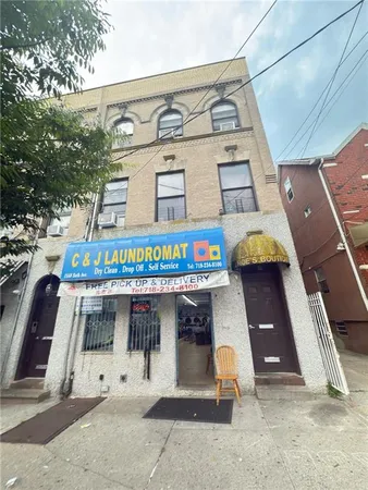 a front view of a building with entryway