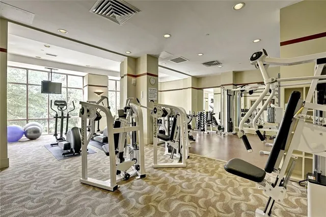 a view of a room with gym equipment