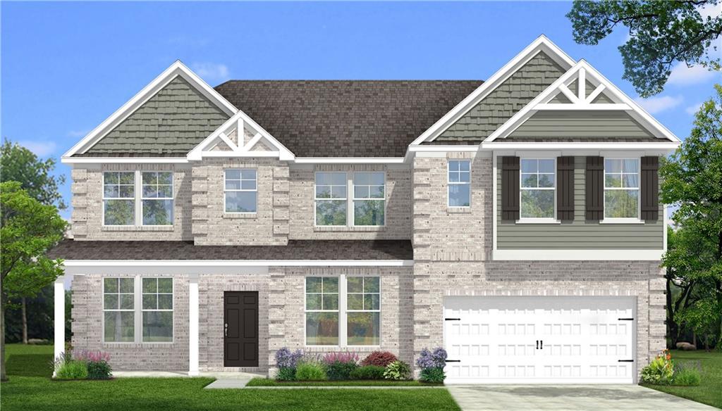 a view of a white house with yard and windows