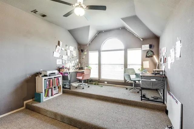 a living room with a large window