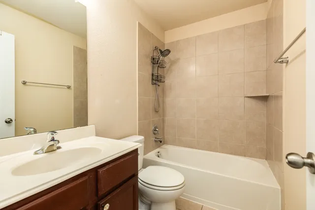 a view of a big yard with a large tree