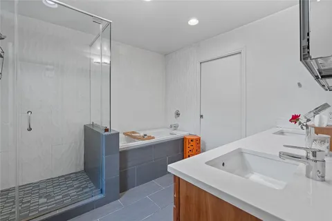 a bathroom with a sink and a tub