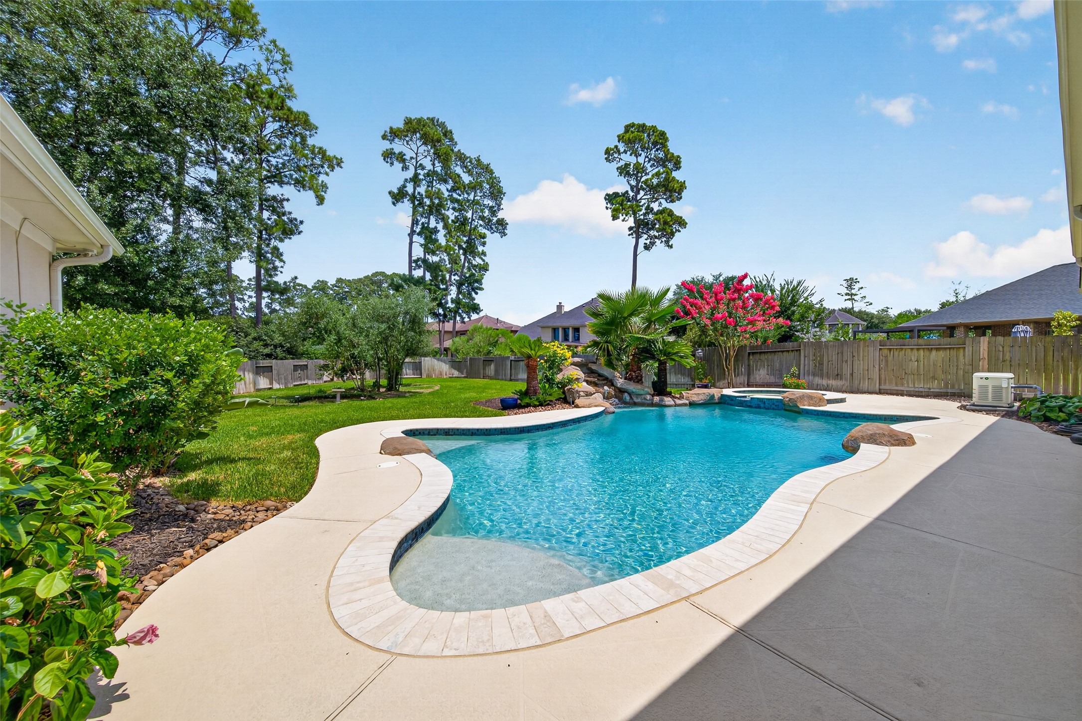 8114 Hideaway Run Way Spring, TX 77389 - Photo 1 of 37 Imagine unwinding beside the refreshing pool, taking in the beautiful view, and hosting unforgettable gatherings in the meticulously cared-for backyard. With elegance and resort-style appeal throughout, this stunning home makes every day feel like a getaway!