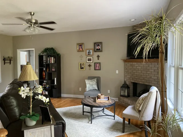 a living room with furniture