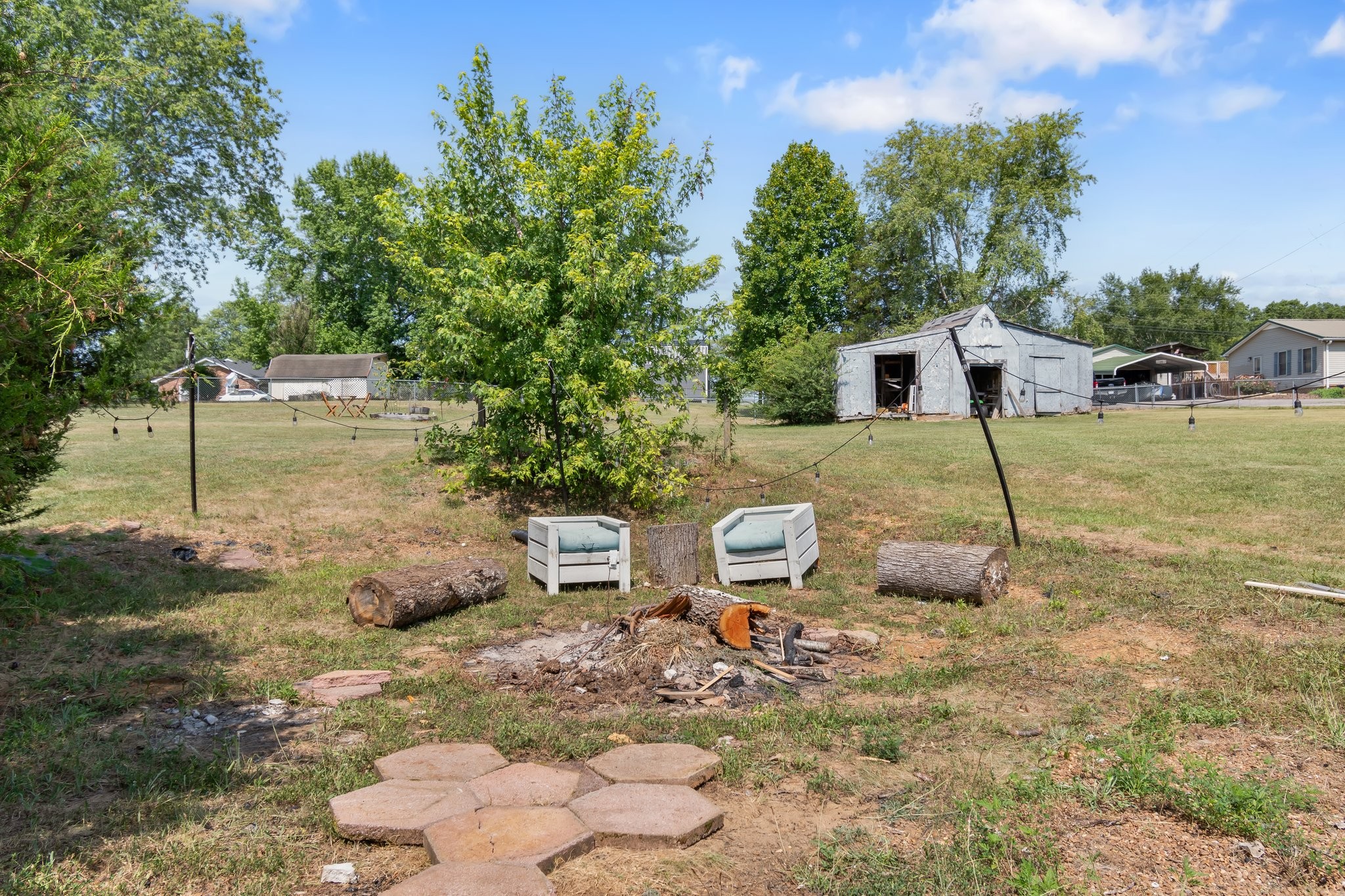 4711 Ollie Chunn Road Spring Hill, TN 37174 - Photo 47 of 64 a view of a backyard with table and chairs plants and large trees