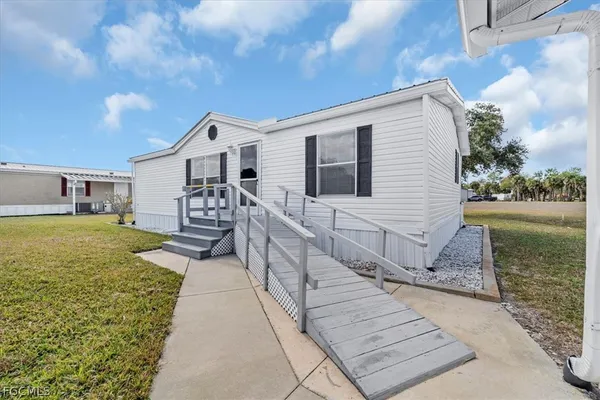 a view of a house with a patio