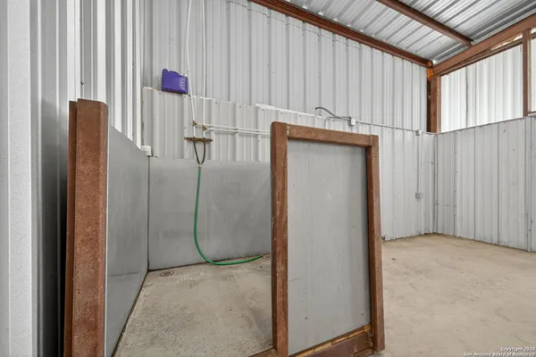 a view of a room with a door