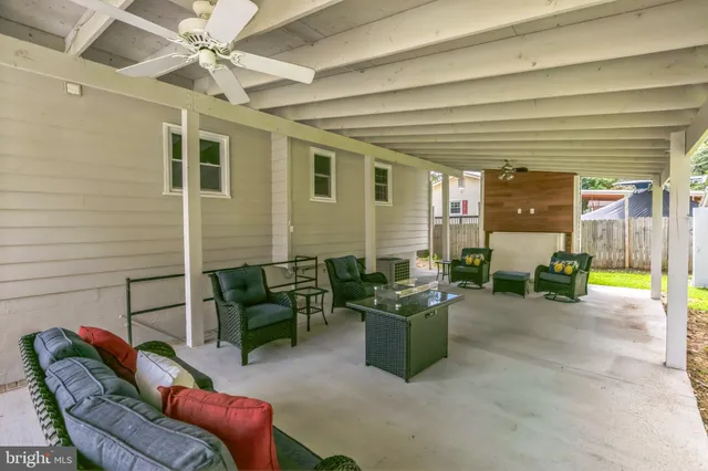 a outdoor living space with furniture