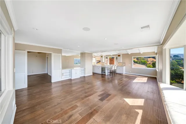 a view of a room that has a window