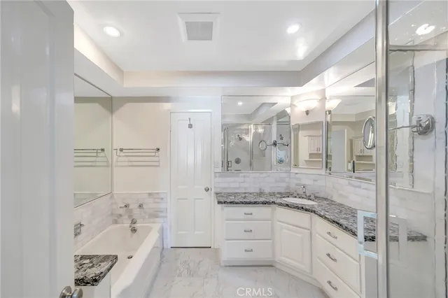 an empty room with a bathroom