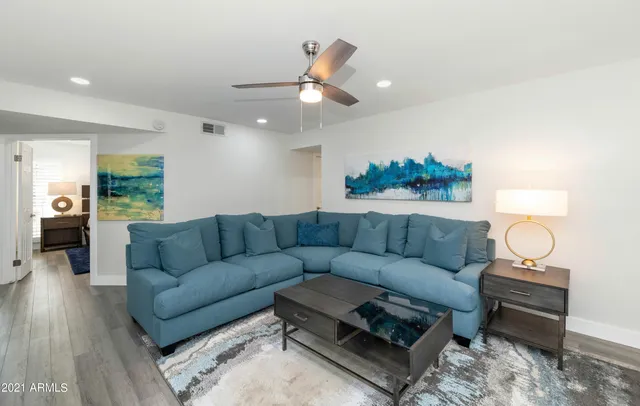 a living room with furniture