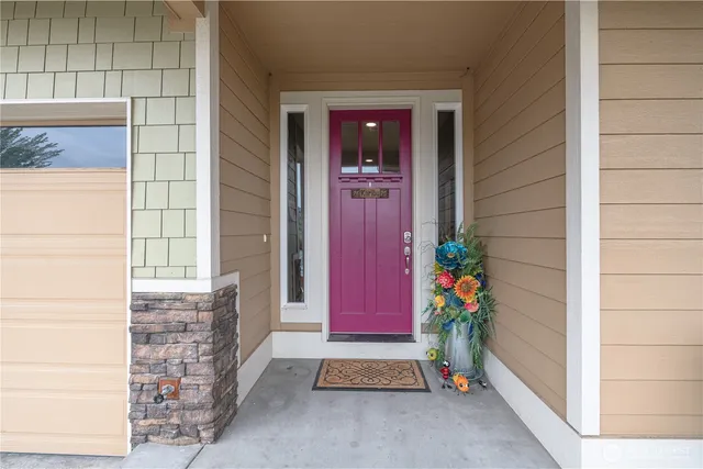 a view of outdoor space and front door