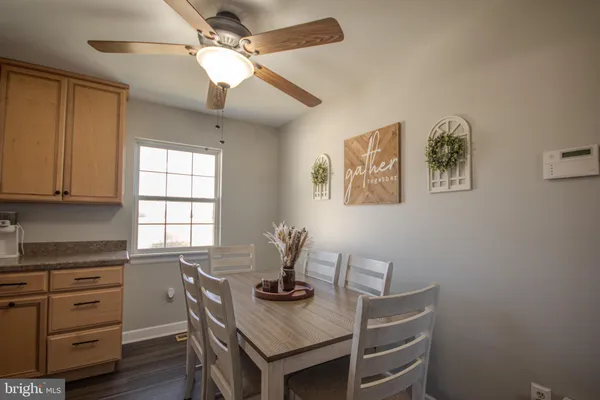 a workspace with furniture and window