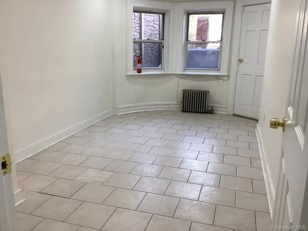 a view of a bathroom with a window