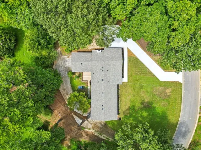 an aerial view of a house