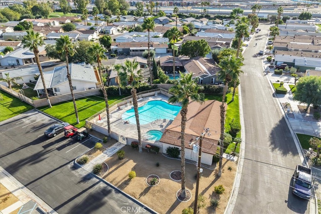 35493 Sand Rock Road Thousand Palms, CA 92276 - Photo 58 of 71 an aerial view of a house with a swimming pool
