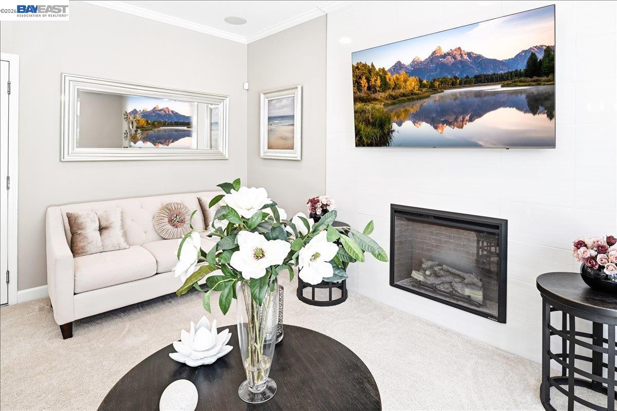 2861 Millbridge Place San Ramon, CA 94583 - Photo 26 of 58 a living room with furniture potted plant and a fireplace