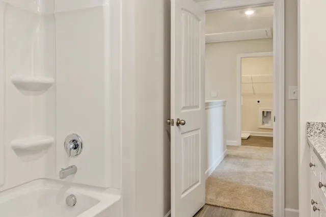 a bathroom with a tub