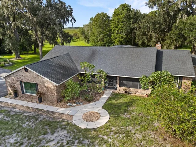 an aerial view of a house