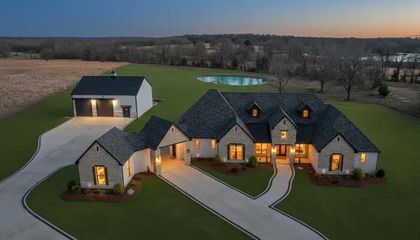 an aerial view of a house