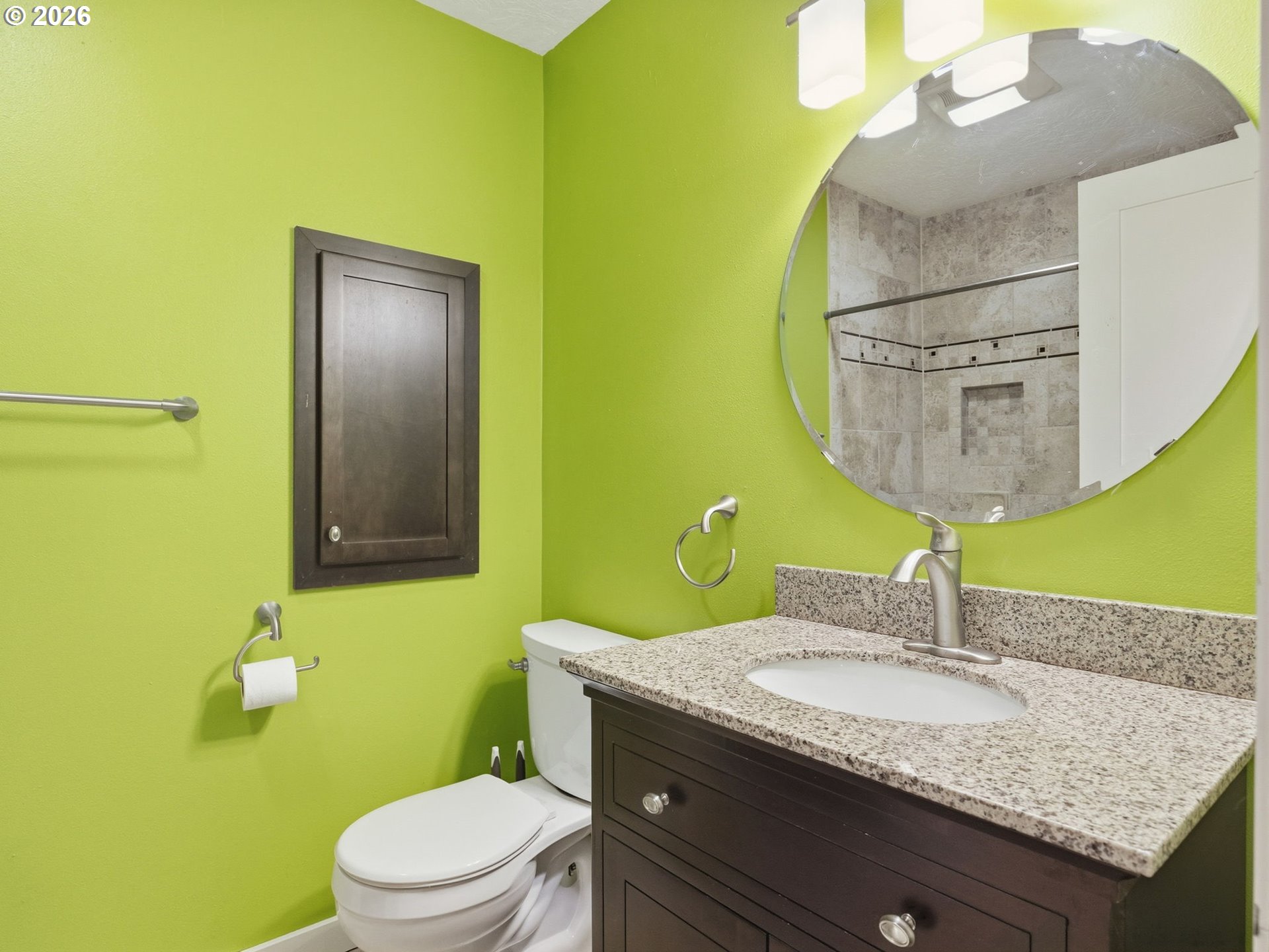 92085 Akerstedt Road Astoria, OR 97103 - Photo 21 of 48 a bathroom with a granite countertop sink and a mirror