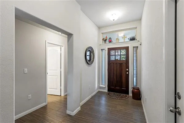 an empty room with windows