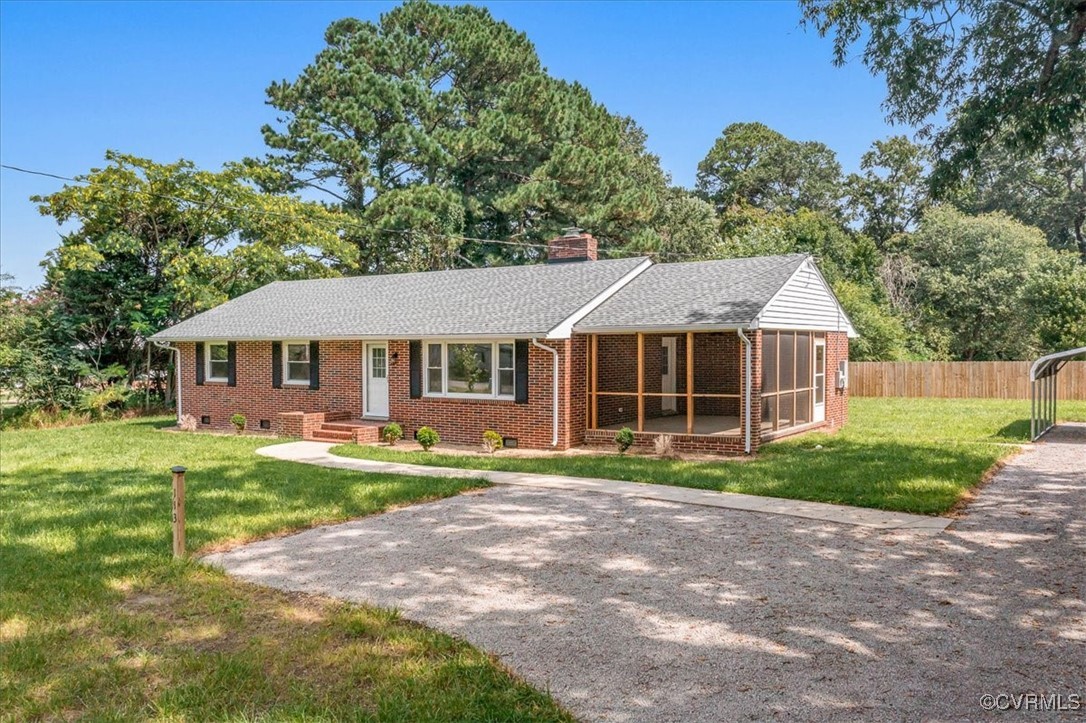 113 Beaver Dam Road Waverly, VA 23890 - Photo 26 of 34 Ranch-style house with a sunroom and a front lawn