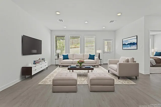 an empty room with windows